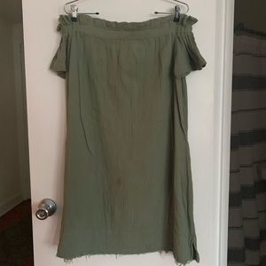 Off the shoulder army green dress